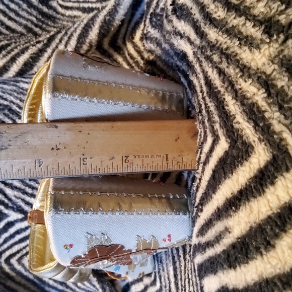 Canvas wedge heel sandals Brown leather rhinestone detail - Picture 4 of 6